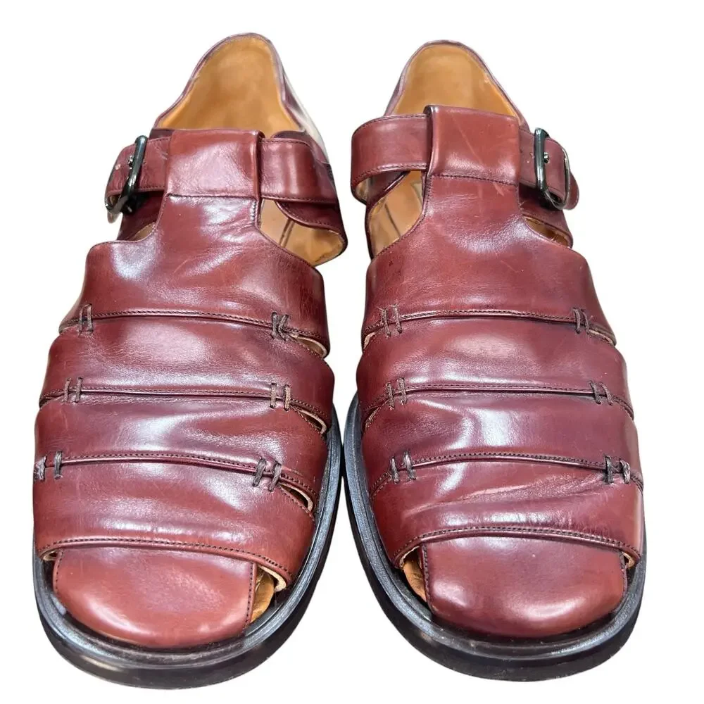 Vintage Mezlan Diablo Brown Leather Fisherman’s Sandals Size 9.5